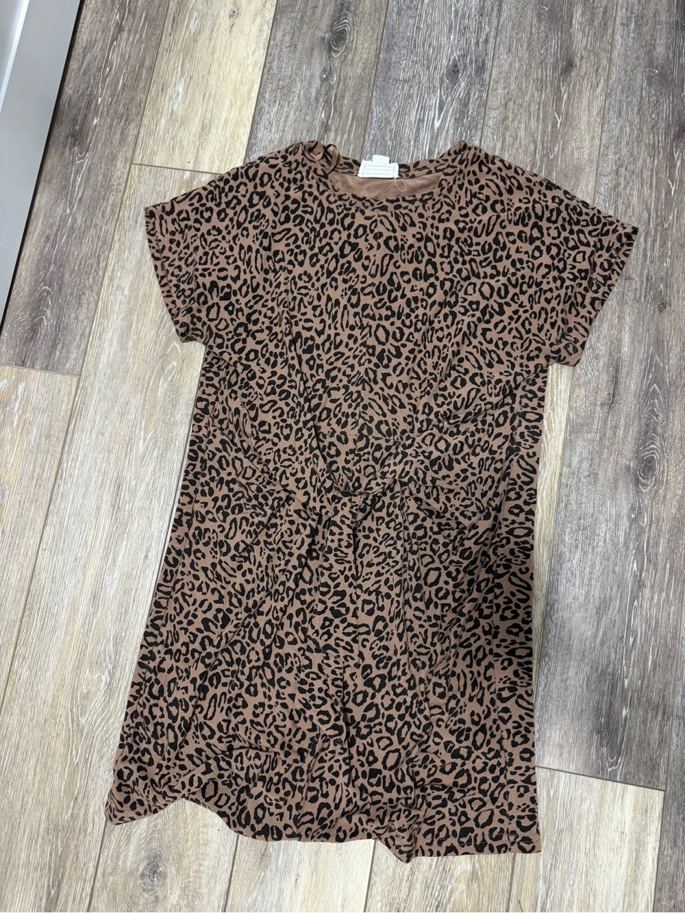 Love Riche Brown and Black Leopard Print T-Shirt Dress